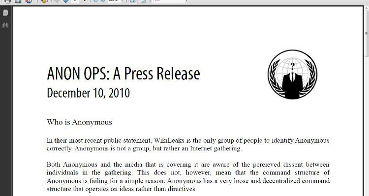 Anonymous Releases Very Unanonymous Press Release